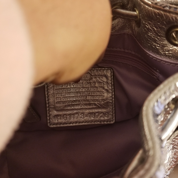 Rare Silver Sequin Coach Mini Bucket Purse - Picture 7 of 10